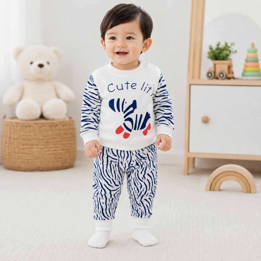 Baby Boys Full-Sleeve Animal Print T-Shirt and Pyjama Set