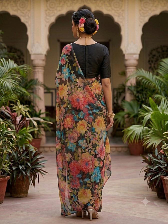fancy casual printed saree