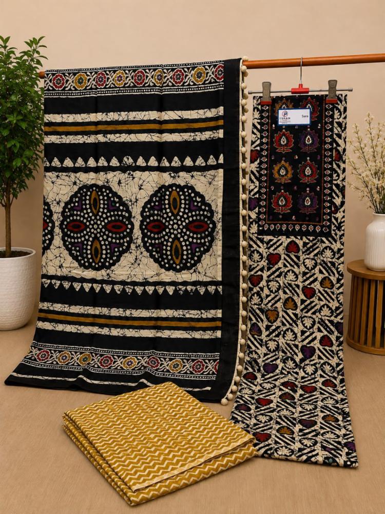unstitched cotton batik print suit.. cs