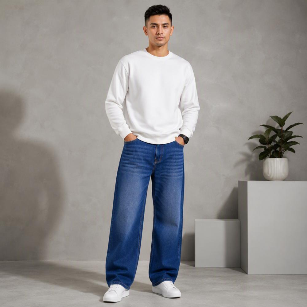 Womenâs High-Rise Blue Cotton Denim Jeans