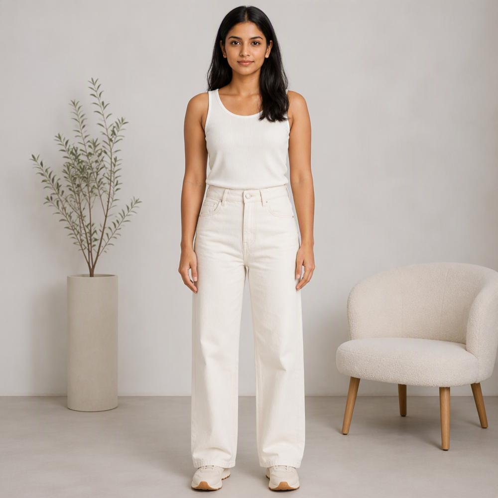 Womenâs Cotton Denim High-Rise Jeans