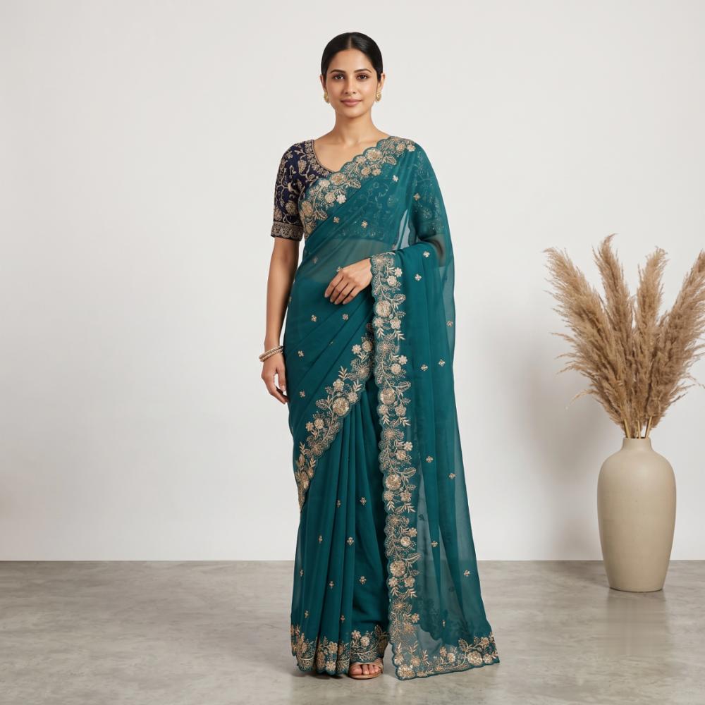 Georgette Saree with Sequence Work and Blouse