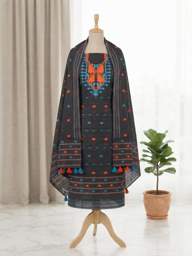 Handloom Jamdani Unstitched Salwar Suit Set two piece