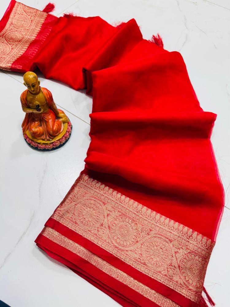 ORGANZA PATTU PLAIN SAREE 