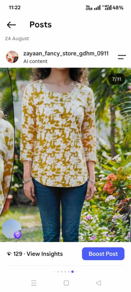 Floral Printed Short Kurti