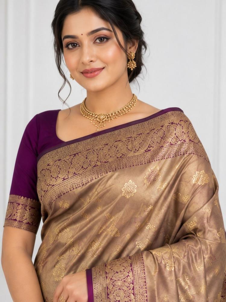 Women Wine color Saree 