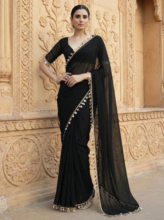 Women black saree 