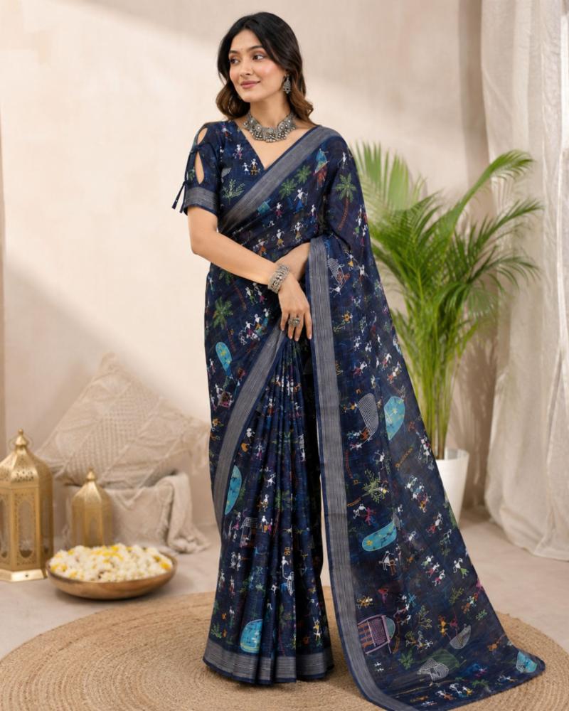Women blue Saree