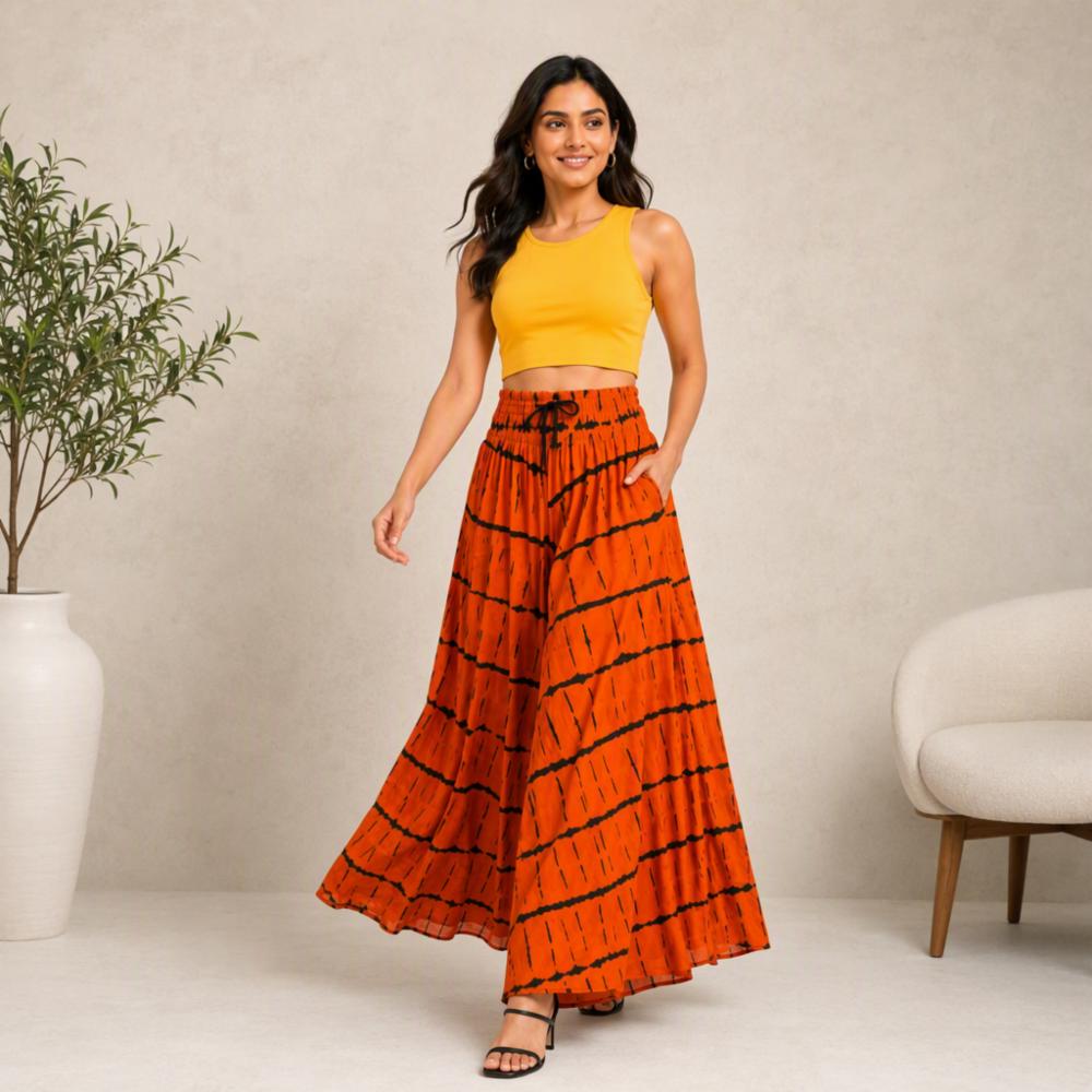 Rayon Self-Design Palazzo for Women Free Size