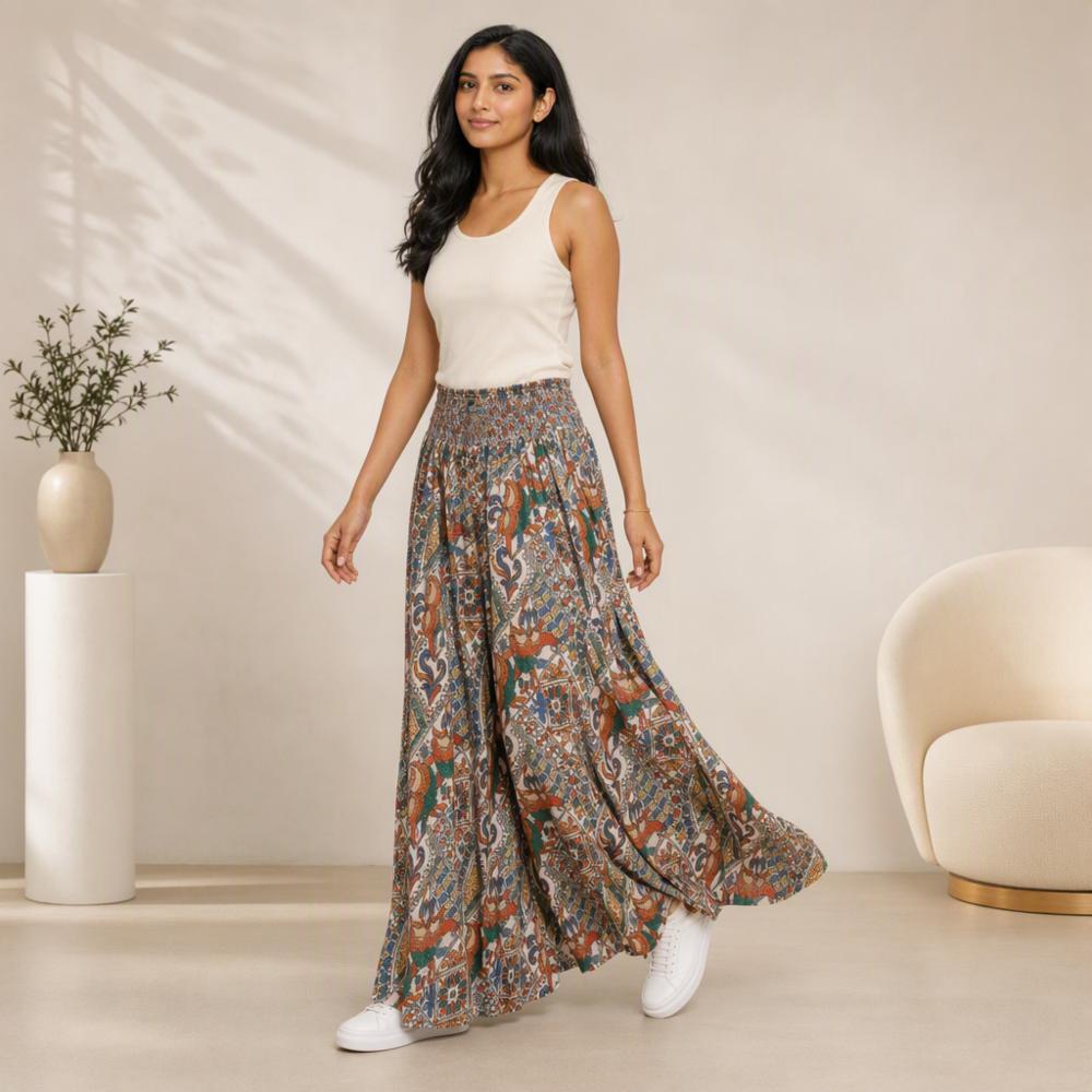 Women's Multi-Color Ethnic Printed Rayon Palazzo