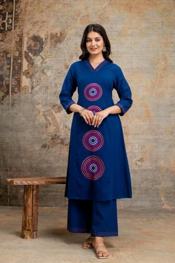 Embroidery A Line Kurti Set 