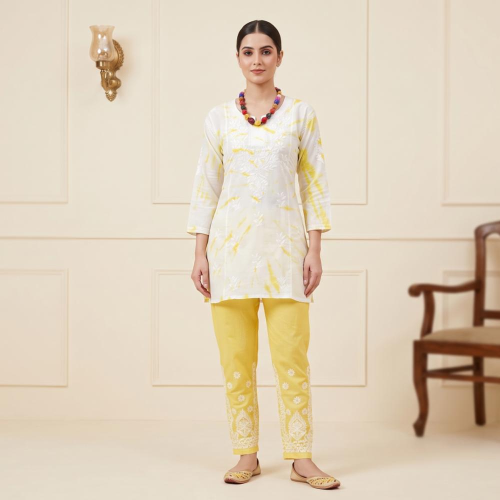 Pure Cotton Two Piece Chikankari Coord Set - Top & Bottom!