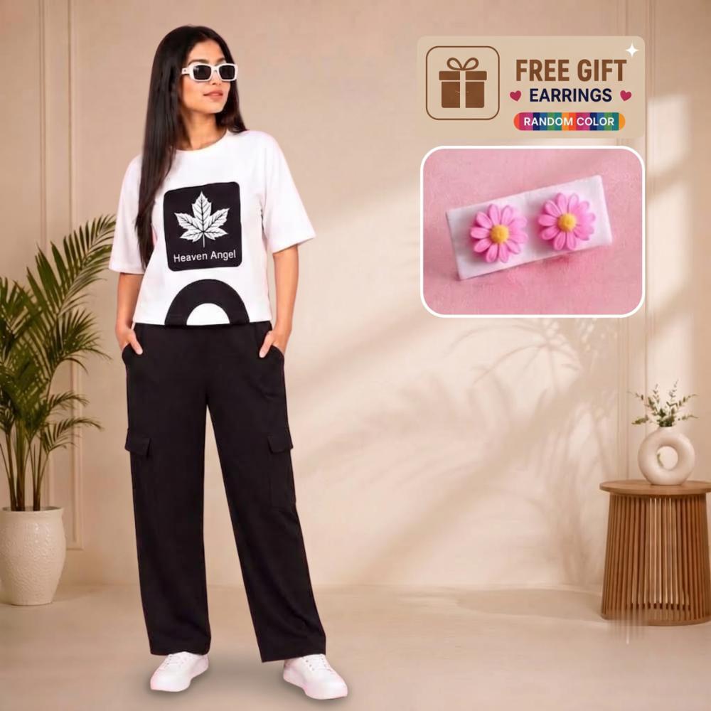  Imported Fabric(Lycra based) Cord Set with Printed Top and Palazzo