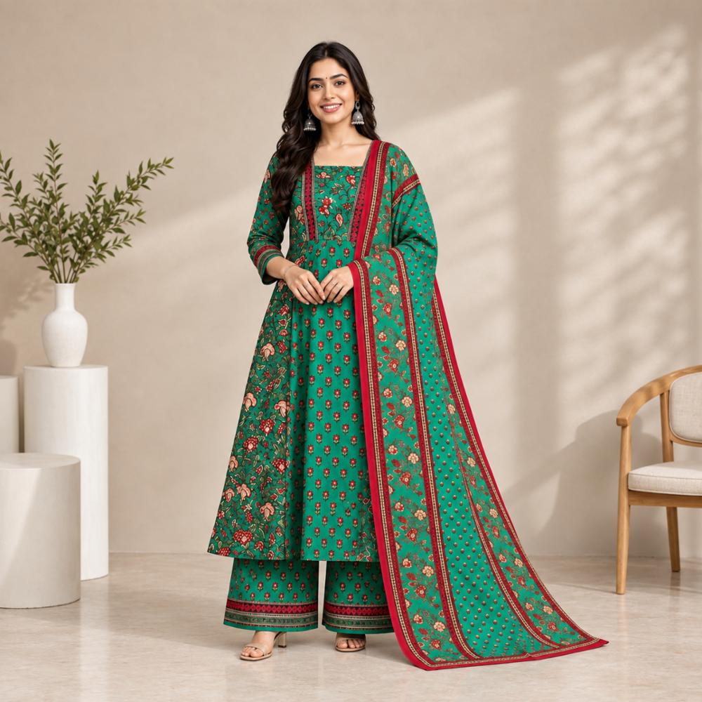 Pure Cotton Kurta Palazzo Set with Dupatta