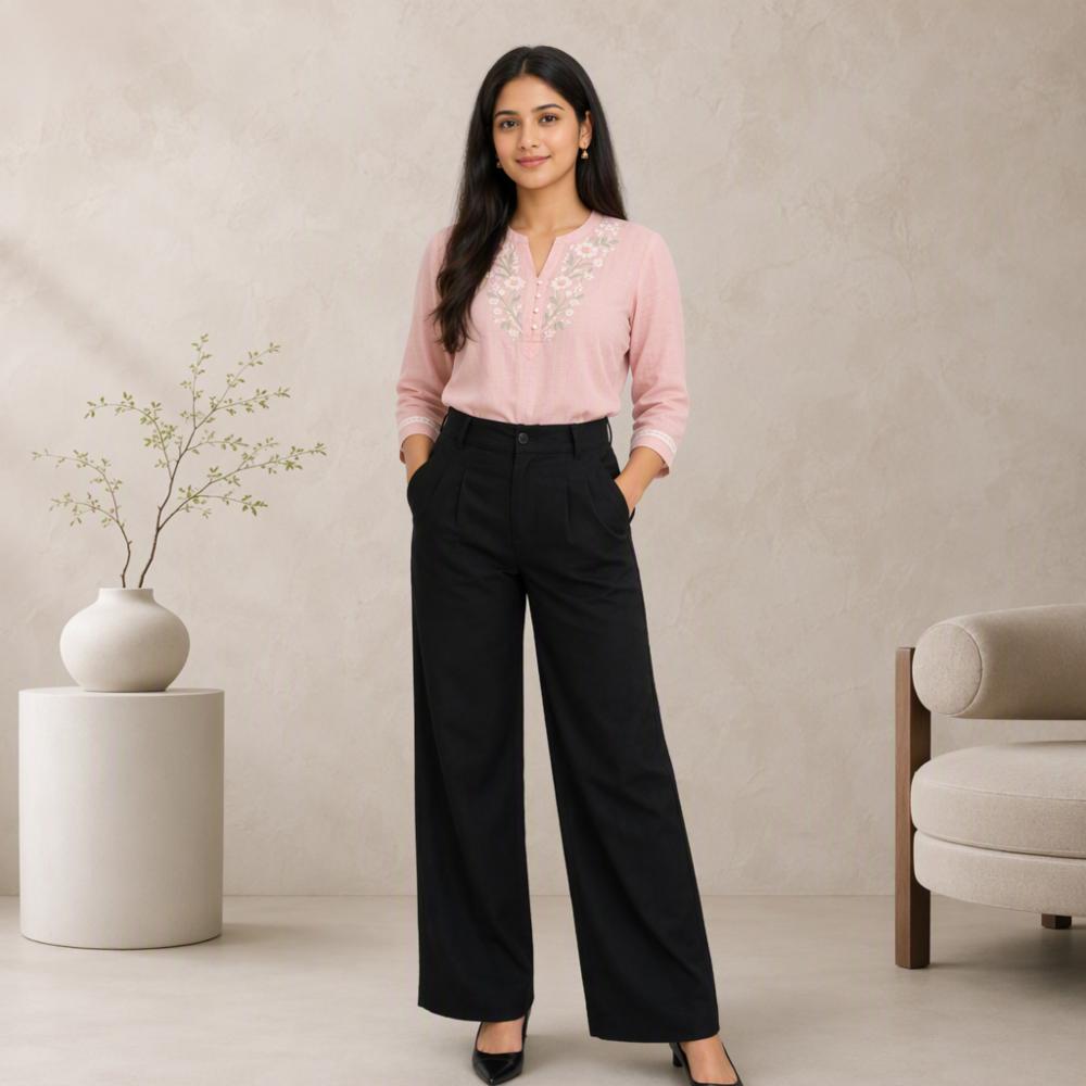 Rievera Black Executive Straight Formal Pant