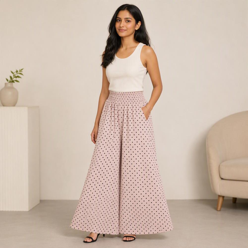 Ruchika Polka Dot Printed Crepe Flared Palazzo Pants