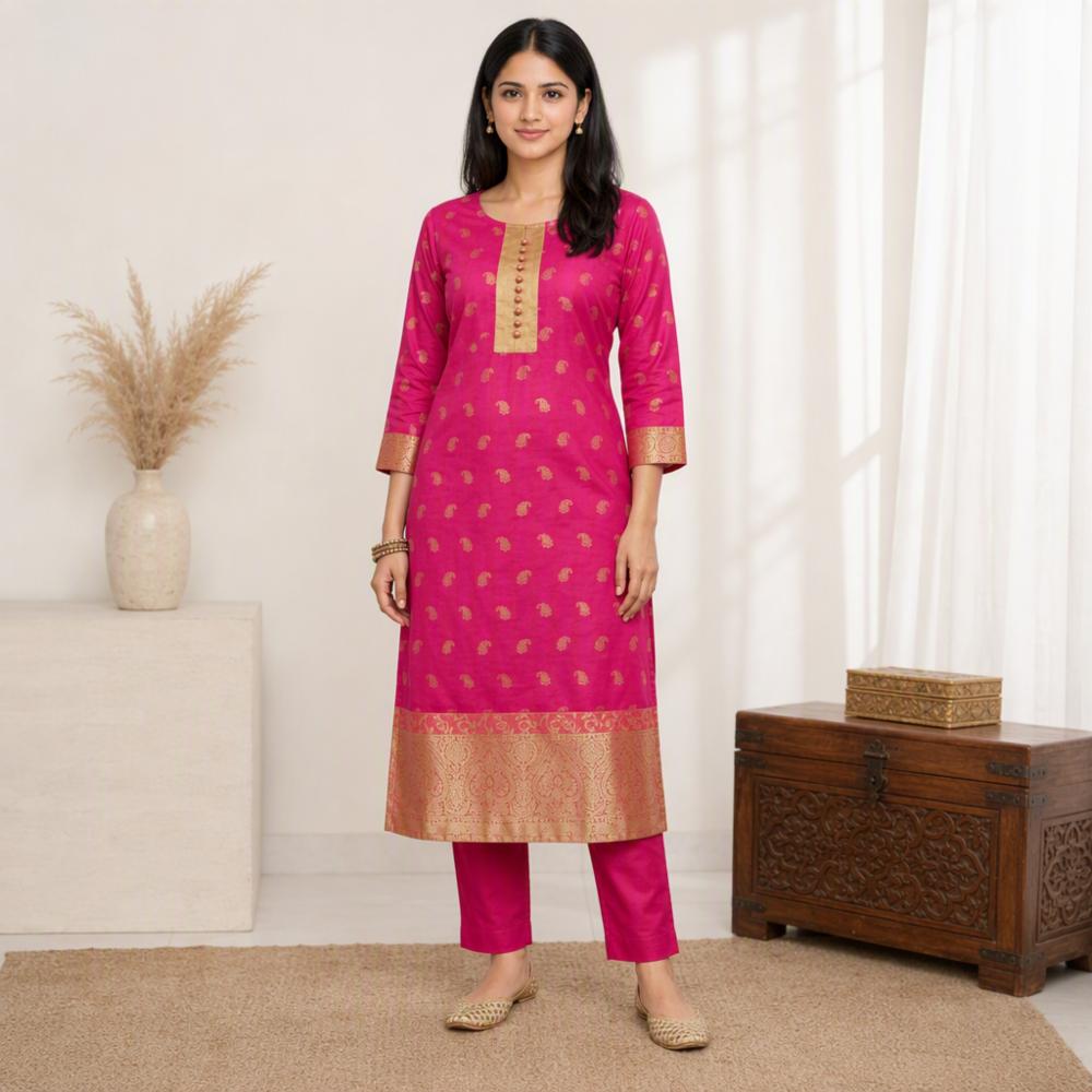Banarasi Jacquard Festive Kurti