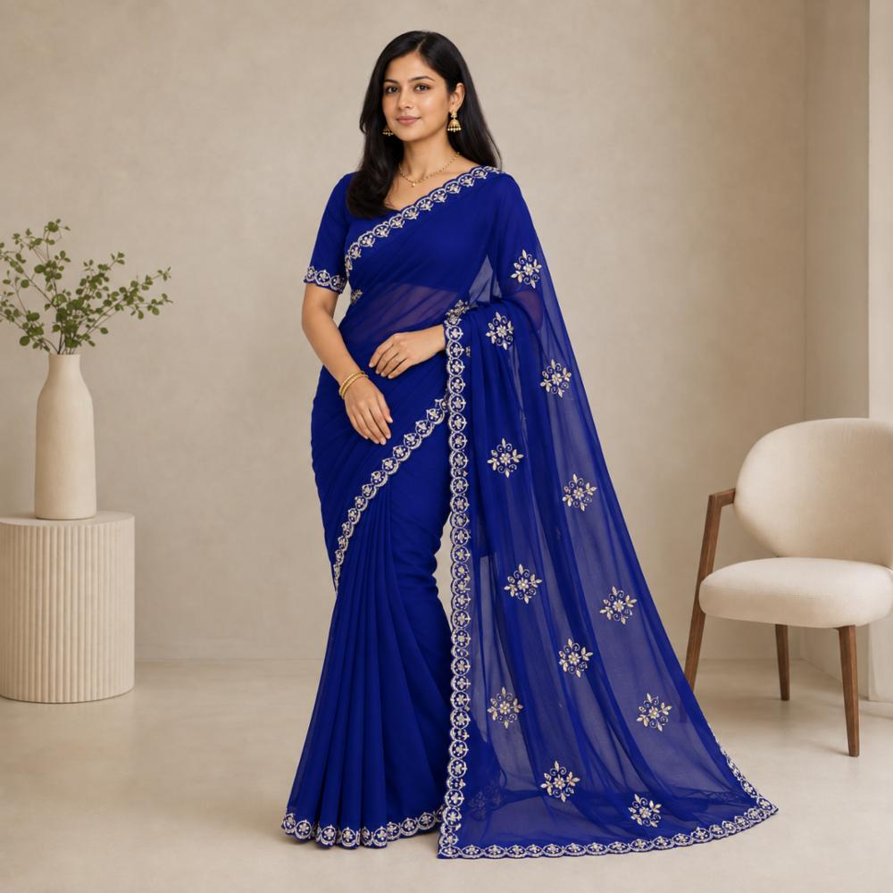 Heavy Handwork Royal Georgette Saree