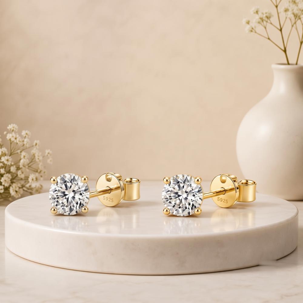 2.0 Ct Moissanite Stud Earrings in 925 Silver, GRA Certified