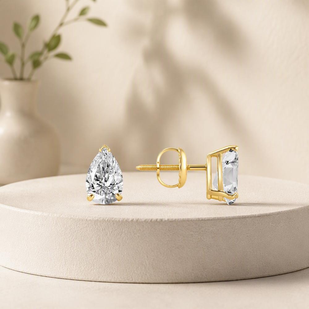 Teardrop Cut Moissanite Diamond Stud Earrings in 925 Silver