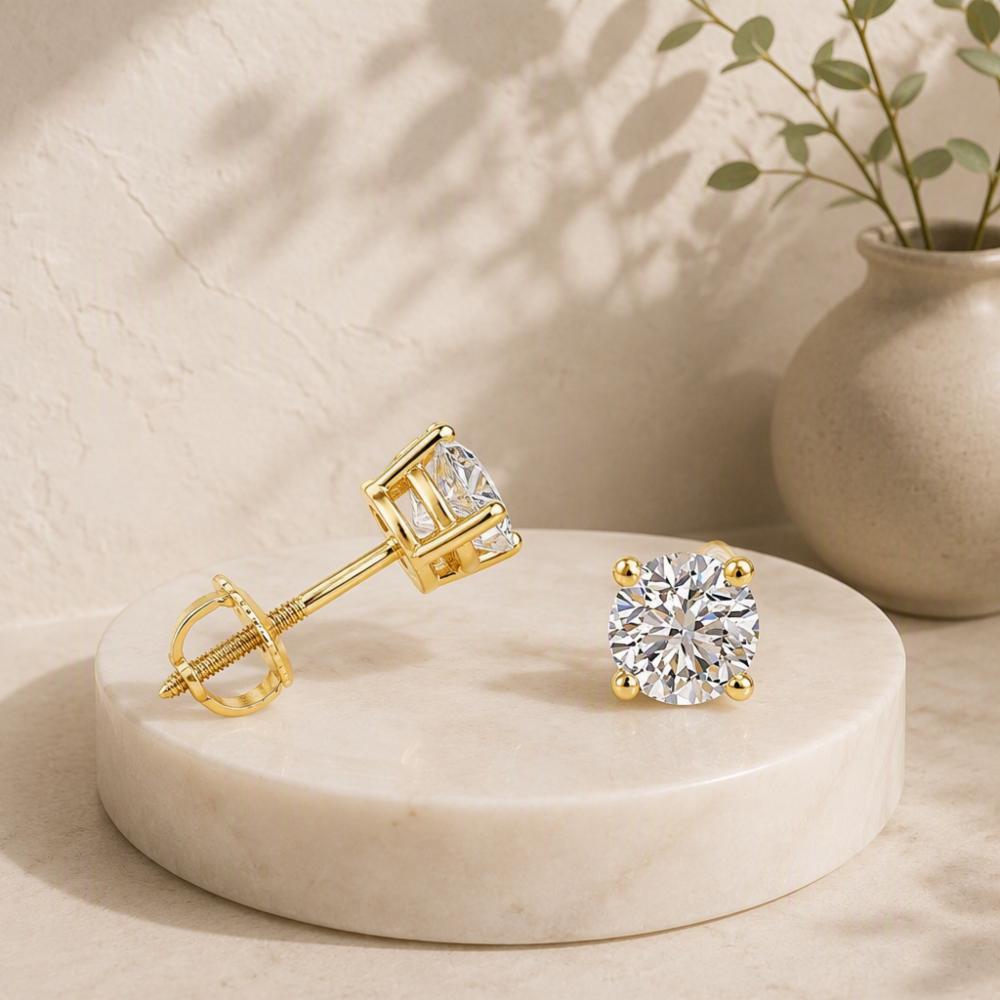 1/2 Ct TW Round-Cut Moissanite Diamond Stud Earrings in 925 Silver