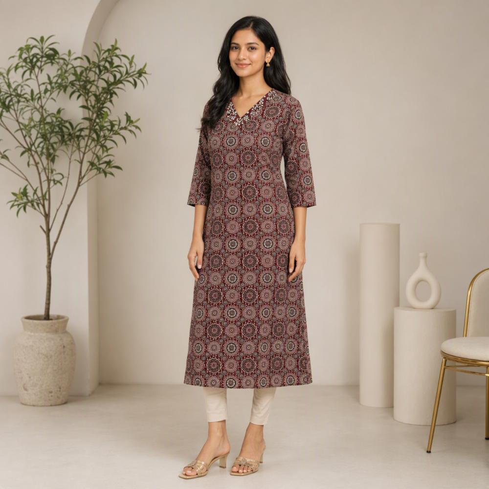 Cotton 60x60 Mandala Print Kurti