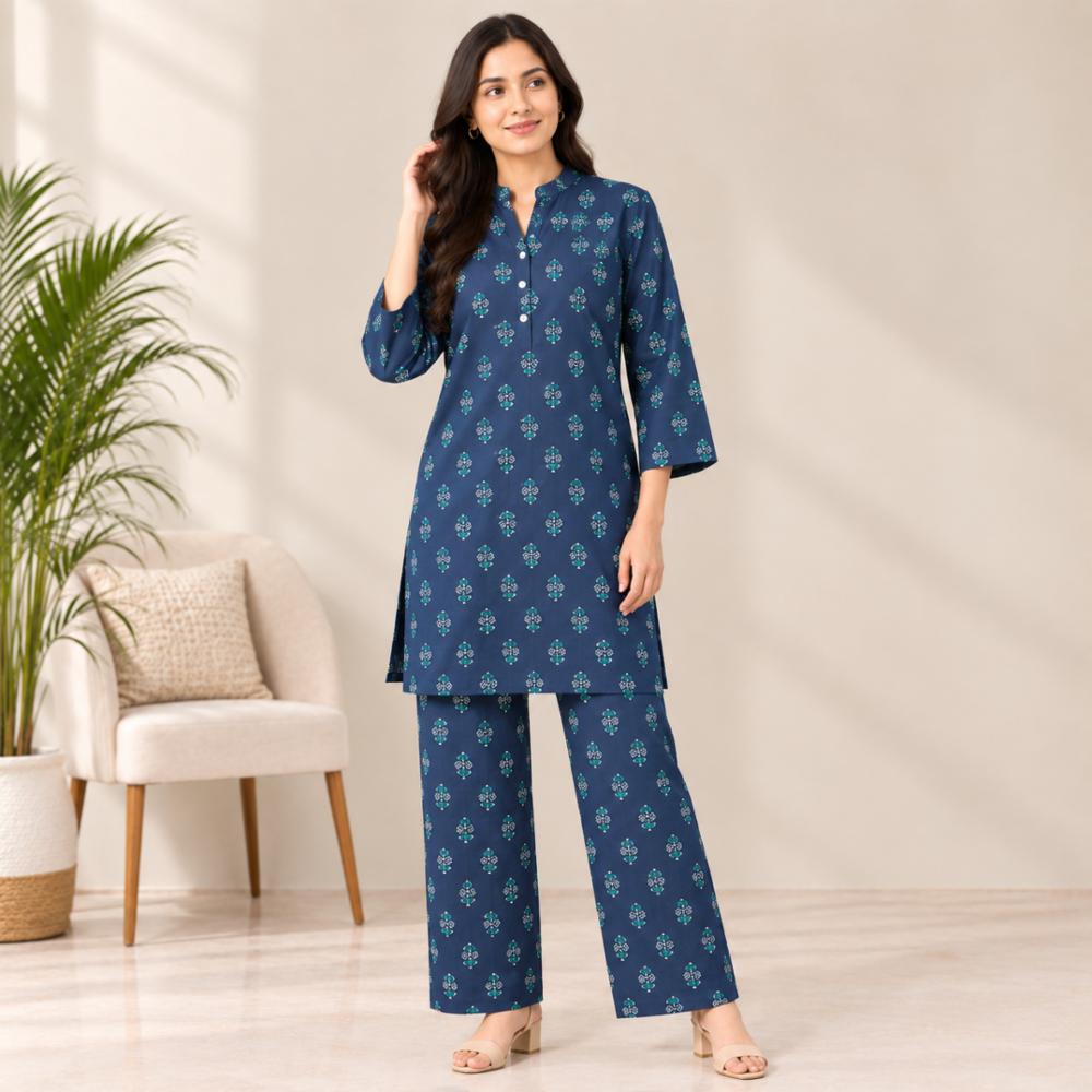 Pure Cotton Plus Size Stitched Cord-Set 