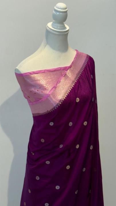 Banarasi Semi Dupiyan Daybel Saree With Zari Weaving And Brocade Blouse