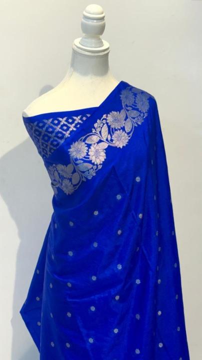 Banarasi Semi Dupiyan Daybel Saree with Zari Weaving and Brocade Blouse