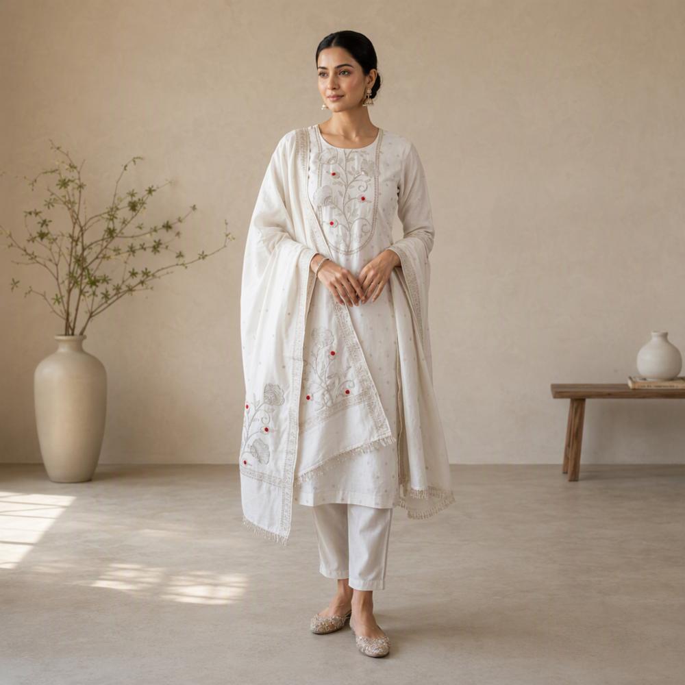 Banarasi Silk Handwork Unstitched Dress Material