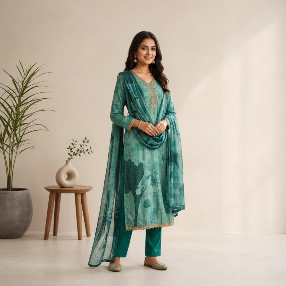 Unstitched Pure Cotton Linen Suit Material