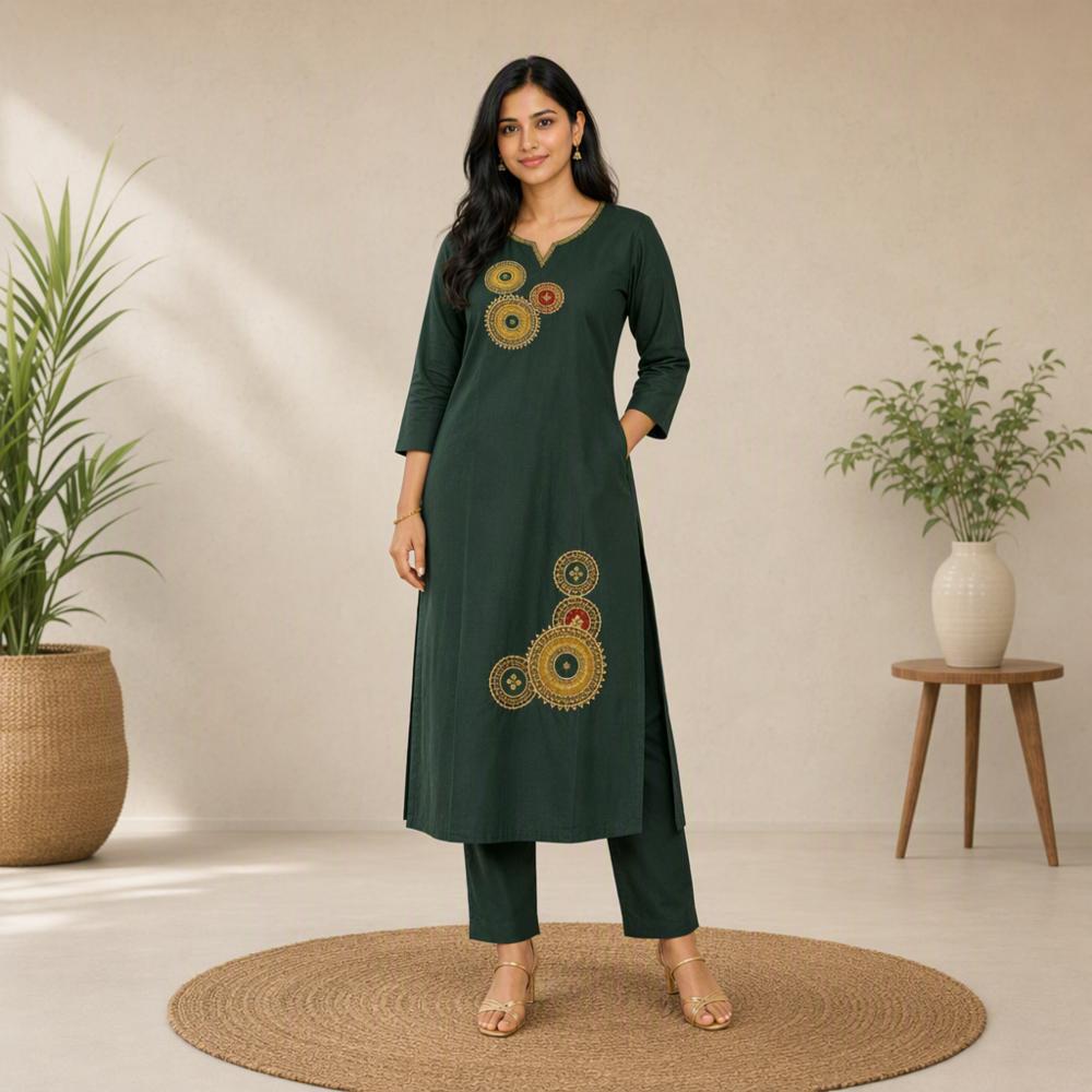 Women's Dabu Cotton Embroidered Co-ord Set