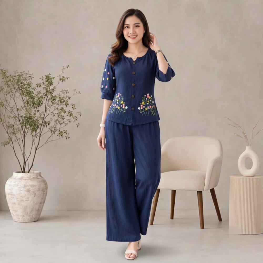 Cotton Embroidered Cord Set with Plazoo and Side Pocket