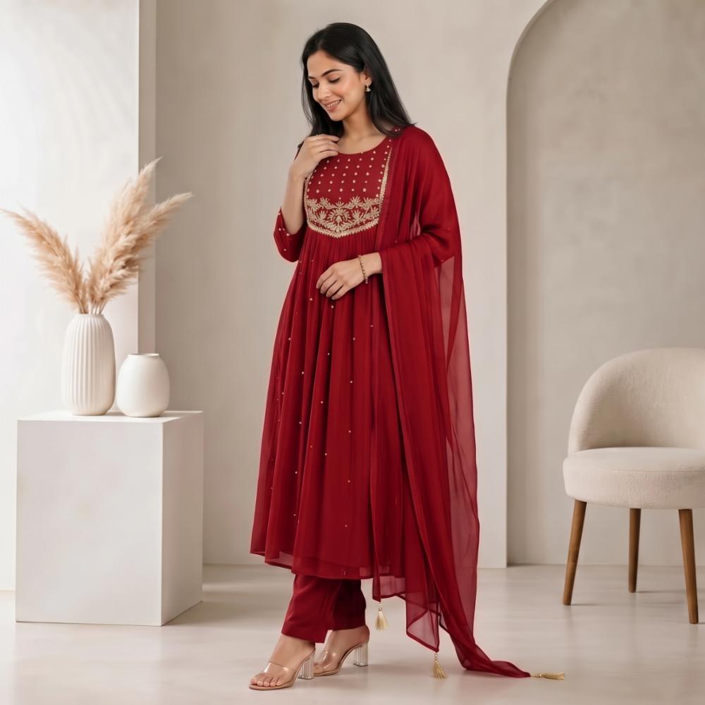 Cotton Kurti Set with Embroidery and Pant