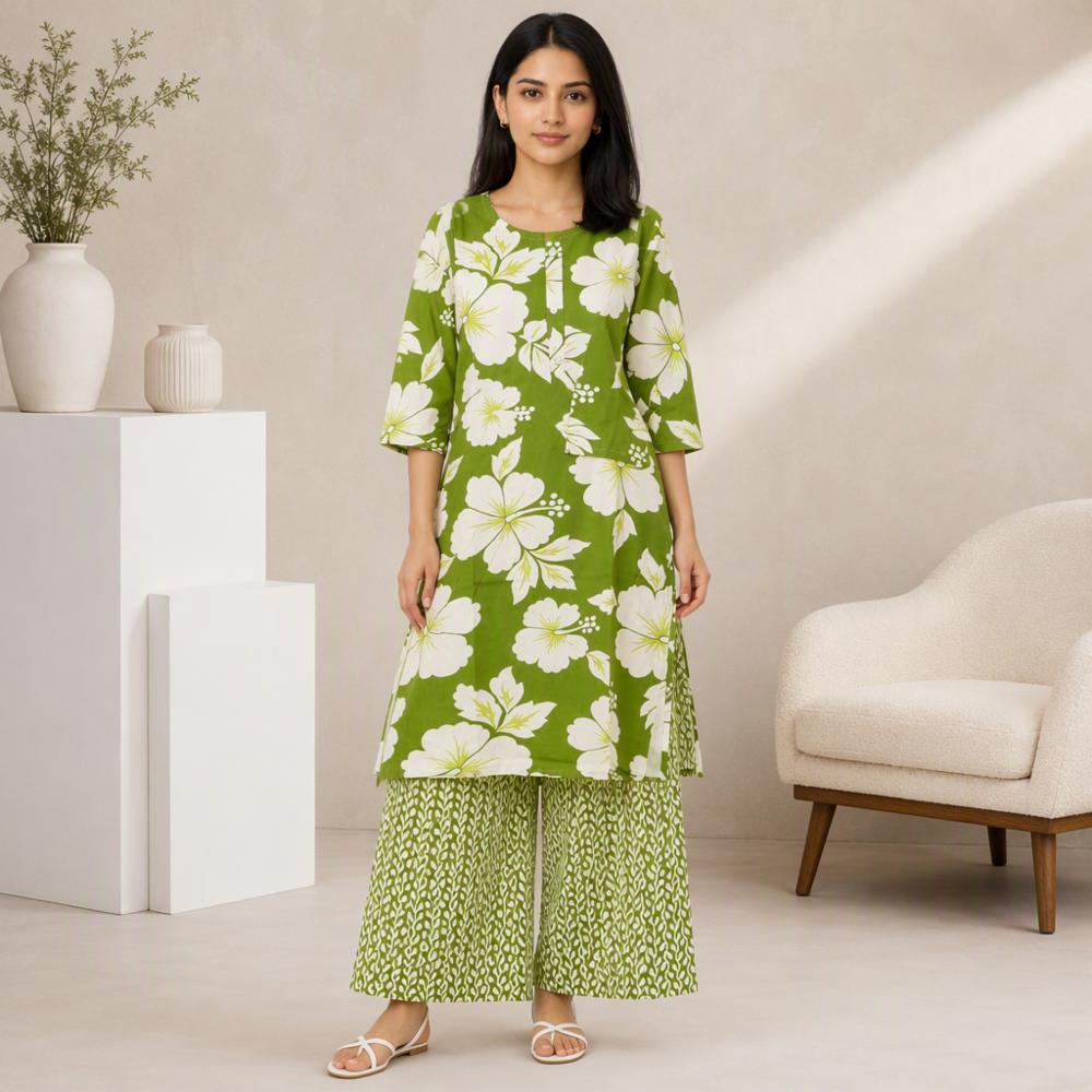 Floral Printed Co-Ord Set with Top & Palazzo/Pants