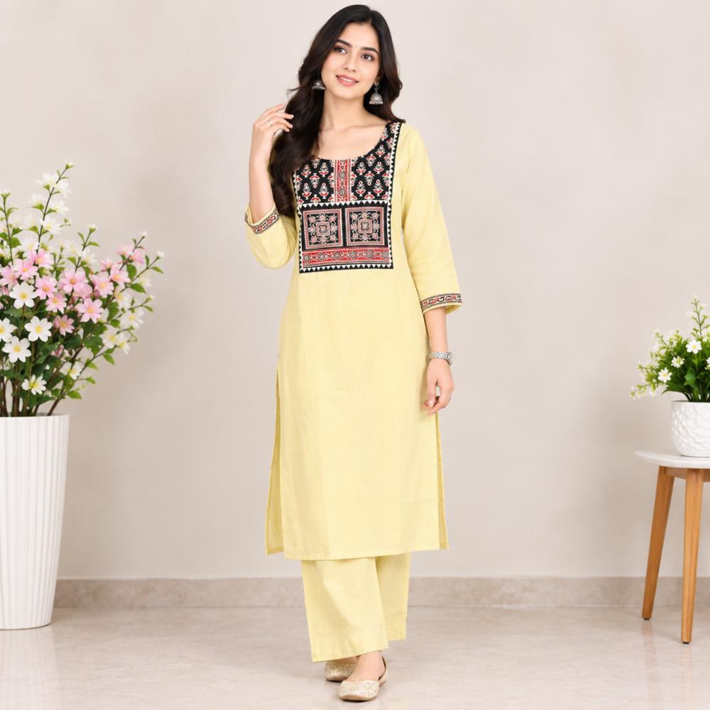 Dark Blue and Red Traditional Printed Kurti for Women