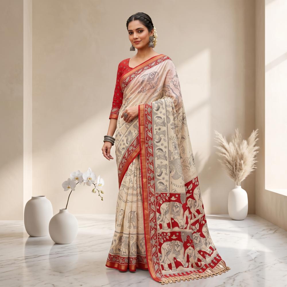 Mul Cotton Saree with Self Weaving