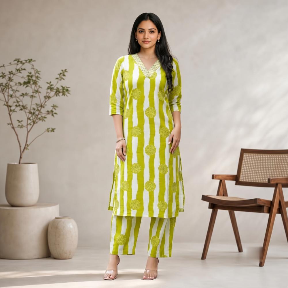 Cotton Printed Kurti Pant Set for Women