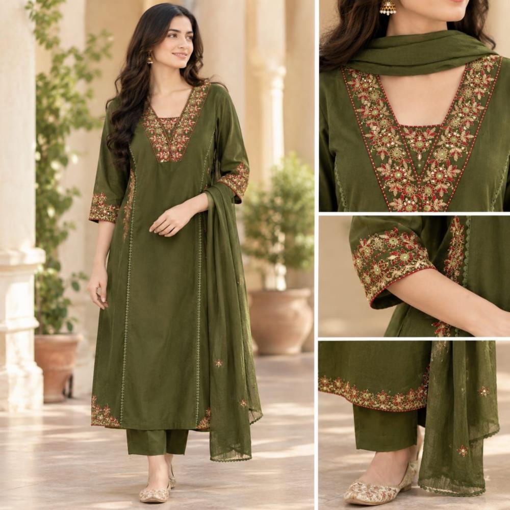 Embroidery 3 Piece Suit 