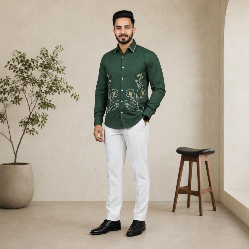 Premium Cotton Unstitched Men's Shirt & Pant Fabric Set