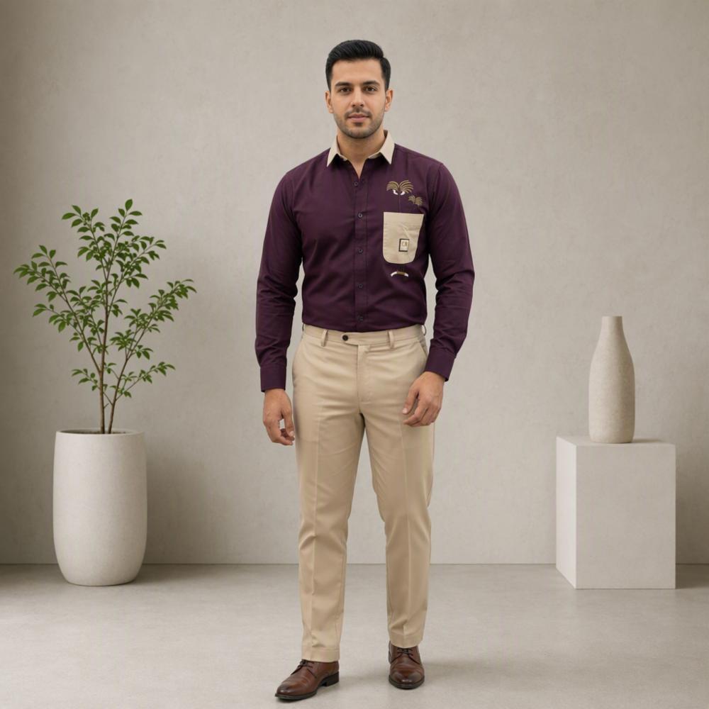 Premium Cotton Unstitched Men's Shirt & Pant Fabric Set