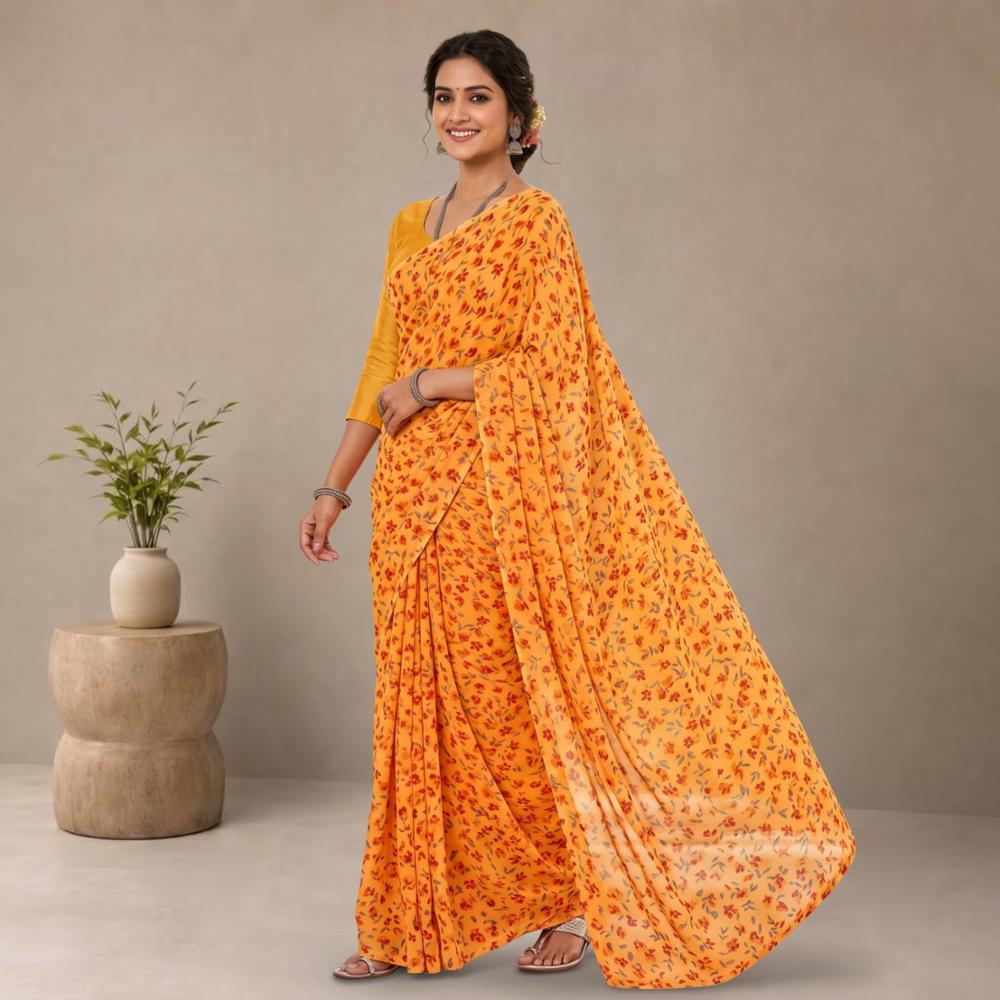 Georgette Printed Saree with Blouse