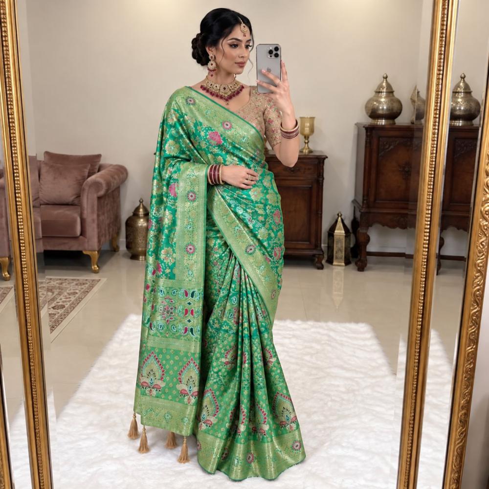 Soft Silk Saree With Multicolor Patola Weaving and Silk Blouse