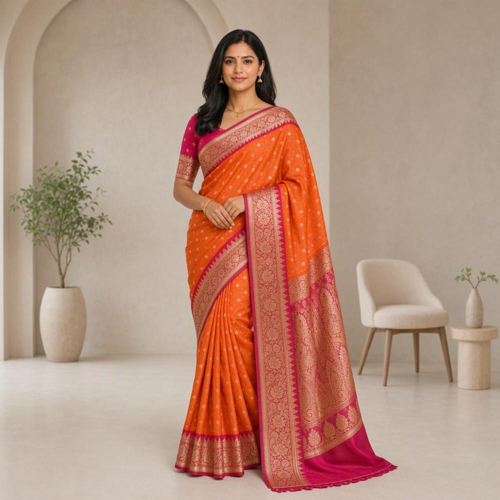 Premium Soft Banarasi Silk Saree with Meenakari Pallu