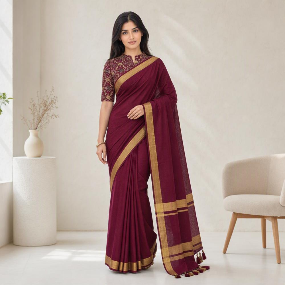 Pure Mul Cotton Saree â Resham Weaving Border