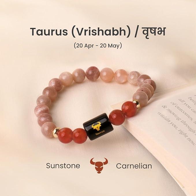 Taurus Zodiac Vrishabh Rashi Bracelet with Bull Symbol Charm