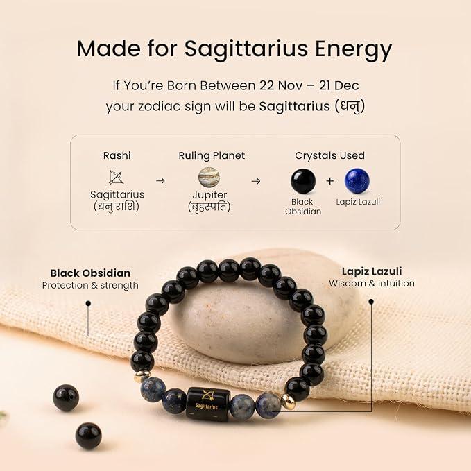 Sagittarius Zodiac & Dhanu Rashi Bracelet with Bow and Arrow Charm