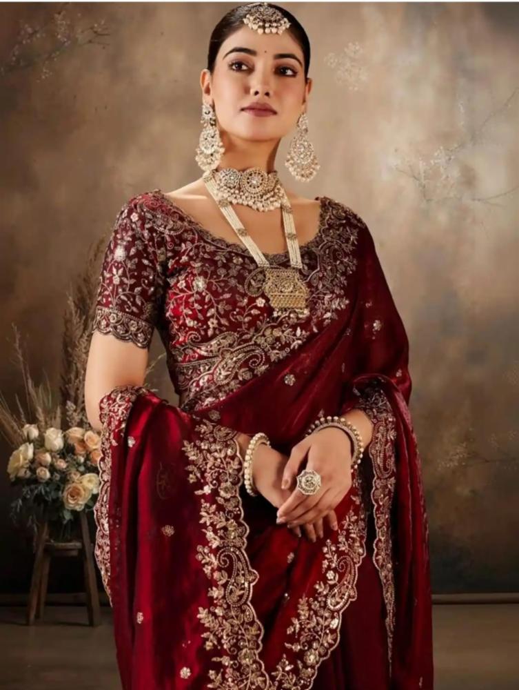 Women's Fandy Silk Saree with Embroidered Blouse Piece