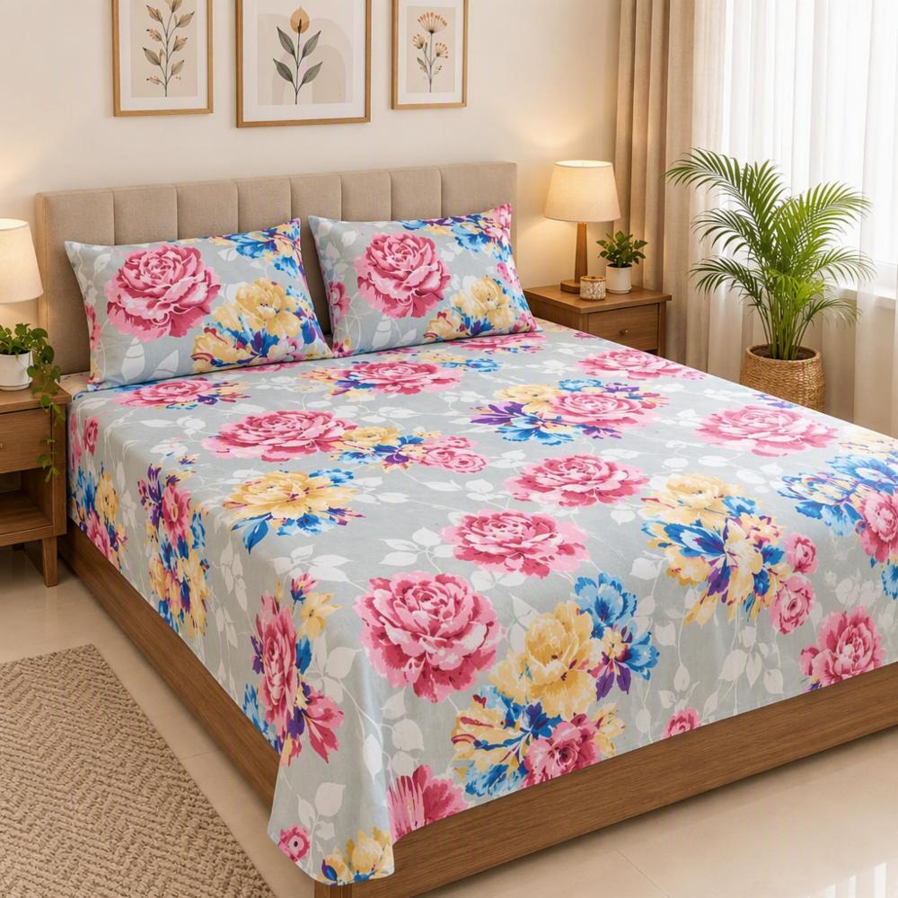 Premium Glace Cotton Double Bed Sheet