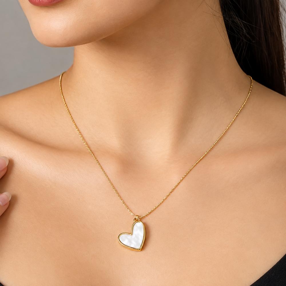 Chain with Heart-Shaped Pendant 24K Gold Plated for Women